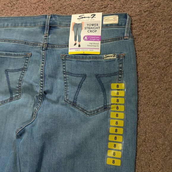 NWT Seven 7 Cropped Jeans Women's Size 8 Tower Straight High Waist Denim Pants - Picture 5 of 7
